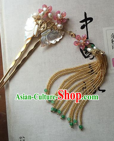 Chinese Handmade Ancient Butterfly Hairpins Hair Accessories Classical Hanfu Tassel Step Shake for Women