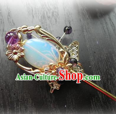 Chinese Handmade Ancient Opal Hairpins Hair Accessories Classical Hanfu Hair Clip for Women