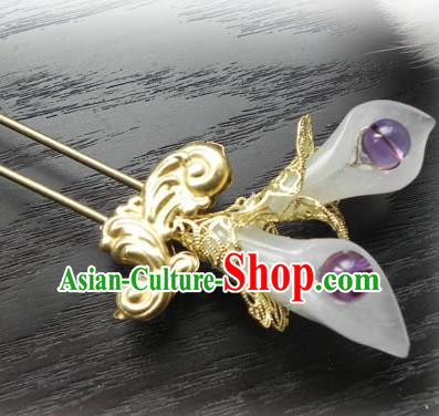 Chinese Handmade Ancient Jade Hairpins Hair Accessories Classical Hanfu Hair Clip for Women