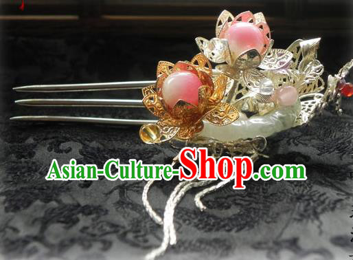 Chinese Handmade Ancient Jade Hairpins Hair Accessories Classical Hanfu Hair Clip for Women