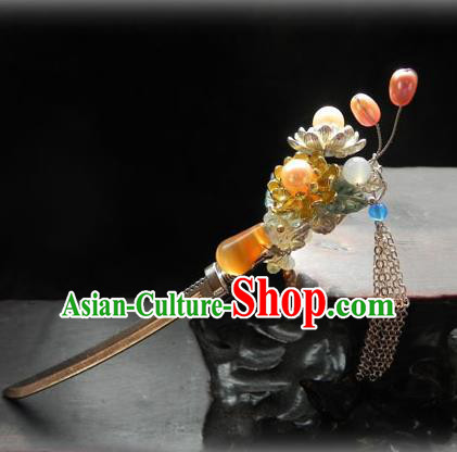 Chinese Handmade Ancient Hair Accessories Tassel Step Shake Classical Hanfu Hairpins for Women