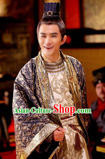 Chinese Ancient  Five Dynasties and Ten Kingdoms Shu Kingdom Prince Meng Qiyun Replica Costume for Men