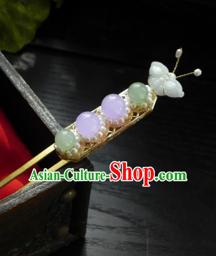 Chinese Ancient Hanfu Handmade Jadeite Hairpins Hair Accessories Hair Clip for Women