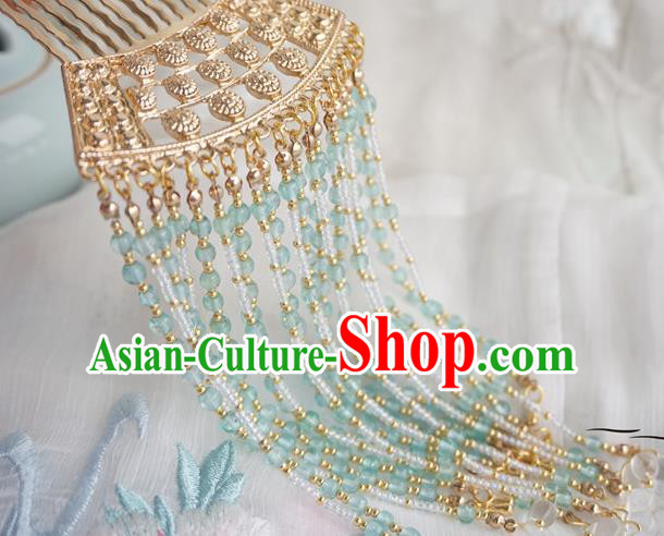 Chinese Ancient Hanfu Handmade Golden Tassel Hair Comb Hairpins Hair Accessories for Women