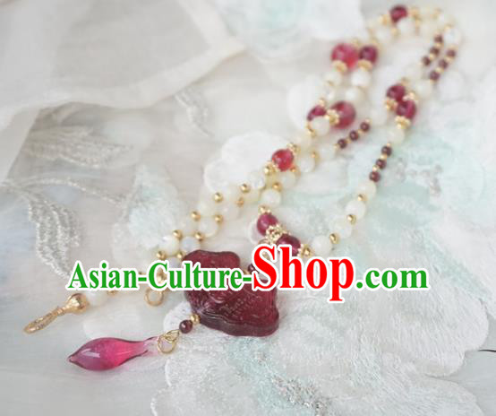 Chinese Handmade Ancient Jewelry Accessories Coloured Glaze Necklace Hanfu Necklet for Women