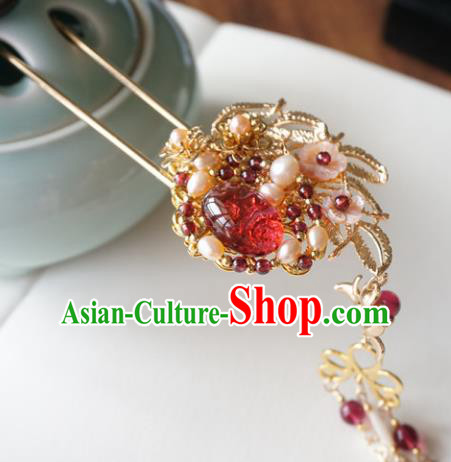 Chinese Ancient Handmade Hanfu Tassel Hairpins Step Shake Hair Accessories for Women