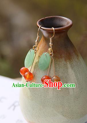 Chinese Handmade Ancient Jewelry Accessories Eardrop Hanfu Leaf Earrings for Women