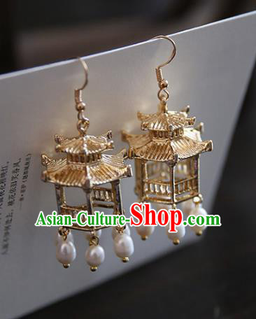 Chinese Handmade Ancient Jewelry Accessories Eardrop Hanfu Pearls Tassel Earrings for Women