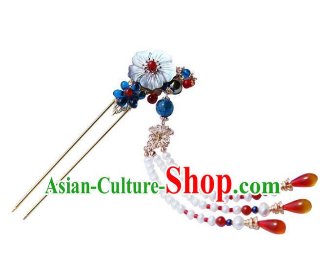 Chinese Ancient Handmade Hanfu Bead Tassel Step Shake Hairpins Hair Accessories for Women