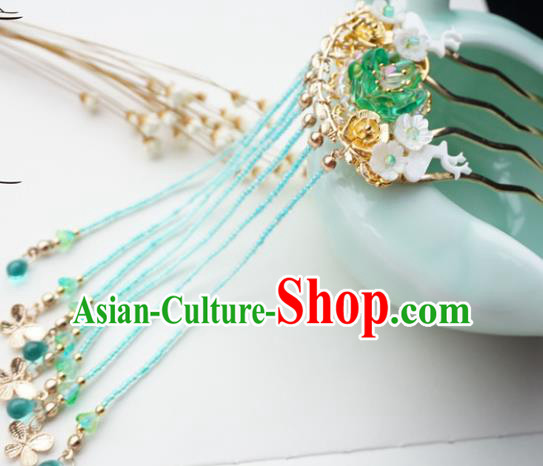 Chinese Ancient Handmade Hanfu Tassel Hair Comb Hairpins Step Shake Hair Accessories for Women