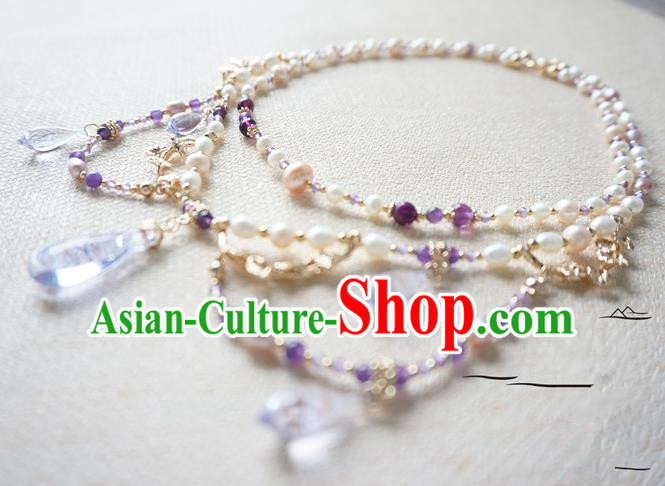 Chinese Handmade Ancient Jewelry Accessories Pearls Necklace Hanfu Necklet for Women