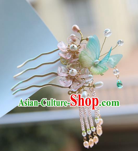 Chinese Ancient Handmade Hanfu Hairpins Palace Lady Butterfly Hair Comb Hair Accessories for Women