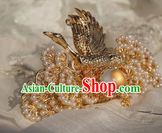 Chinese Ancient Handmade Hanfu Crane Phoenix Coronet Hairpins Hair Accessories for Women