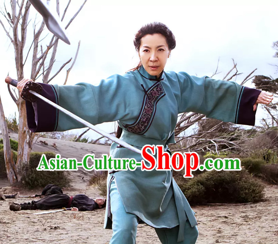 Top Crouching Tiger Hidden Dragon Style Tai Chi Kongfu Taiji Long Blouse Clothing Complete Set