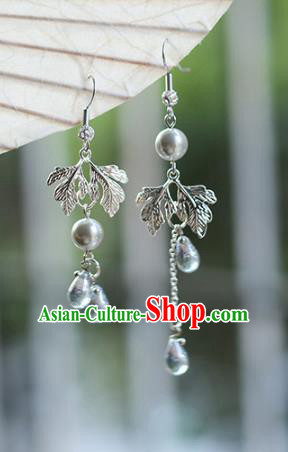 Chinese Handmade Ancient Jewelry Accessories Hanfu Crystal Tassel Earrings for Women