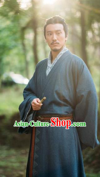 Chinese Ancient Eastern Han Dynasty Military Counsellor Guo Jia Historical Costume for Men