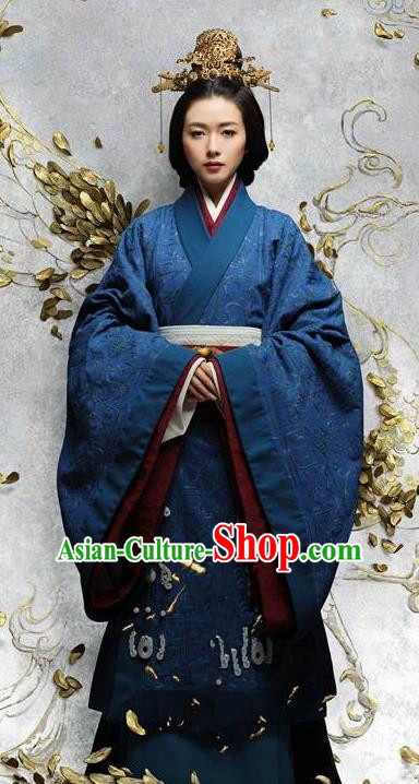 Chinese Ancient Han Dynasty Emperor Xian Empress Fu Shou Hanfu Dress Replica Costume for Women