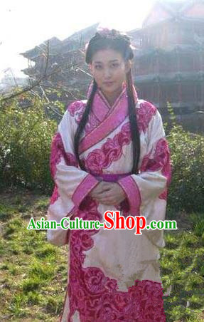 Chinese Ancient Han Dynasty Palace Lady Wang Zhaojun Hanfu Dress Replica Costume for Women