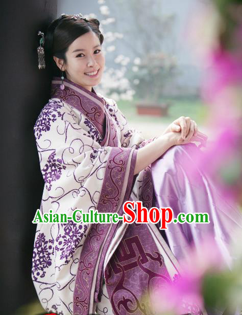 Chinese Ancient Spring and Autumn Period Empress Hanfu Dress Palace Queen Replica Costume for Women
