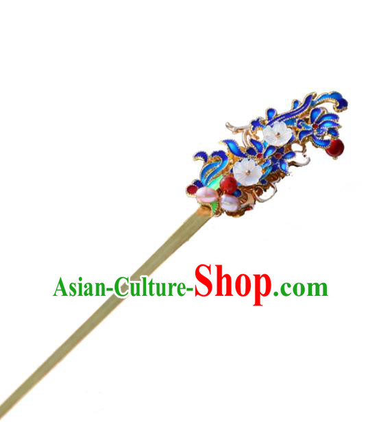 Chinese Ancient Handmade Hanfu Hairpins Palace Lady Blueing Hair Clip Hair Accessories for Women