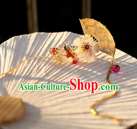 Chinese Ancient Hanfu Handmade Hairpins Tassel Step Shake Hair Accessories for Women