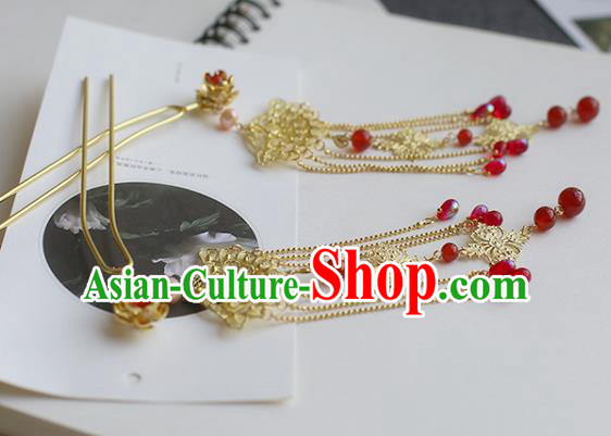 Chinese Ancient Hanfu Handmade Hairpins Tassel Step Shake Hair Accessories for Women