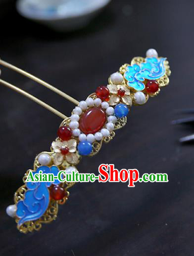 Chinese Ancient Hanfu Handmade Hairpins Blueing Hair Clips Hair Accessories for Women