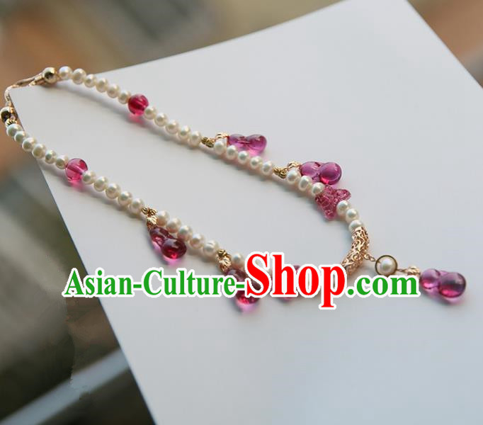 Ancient Chinese Handmade Hanfu Necklace Accessories Pearls Necklet for Women