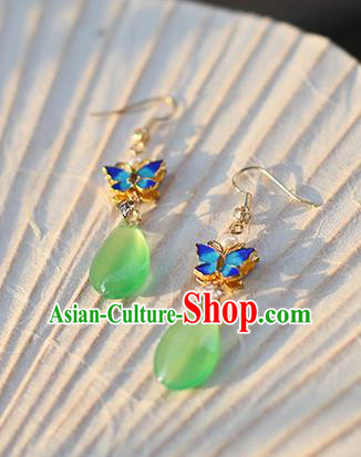 Ancient Chinese Handmade Hanfu Earrings Accessories Blueing Butterfly Eardrop for Women