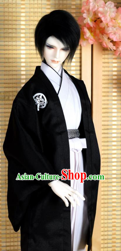 Traditional Asian Japan Costume Japanese Prince Kimono Black Clothing for Men