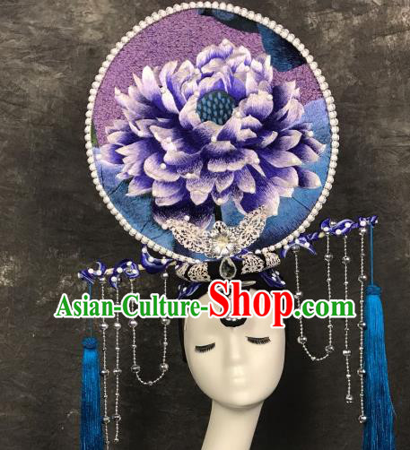 Top Grade China Style Deluxe Hair Accessories Embroidered Headdress Halloween Stage Performance Headwear for Women
