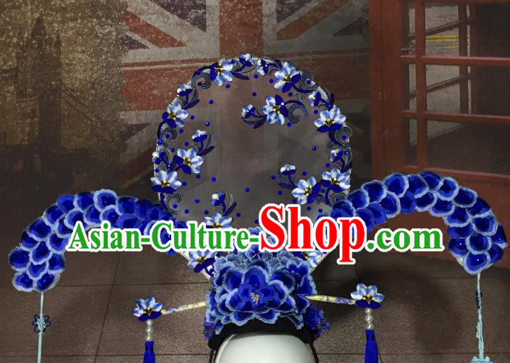 Top Grade Chinese Deluxe Hair Accessories Qing Dynasty Palace Headdress Halloween Stage Performance Headwear for Women