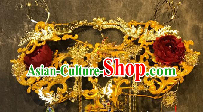 Top Grade China Ancient Palace Hair Accessories Deluxe Phoenix Coronet Halloween Stage Performance Headdress for Women