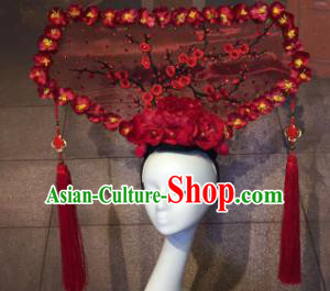 Top Grade China Catwalks Hair Accessories Qing Dynasty Wintersweet Headwear Stage Performance Headdress for Women