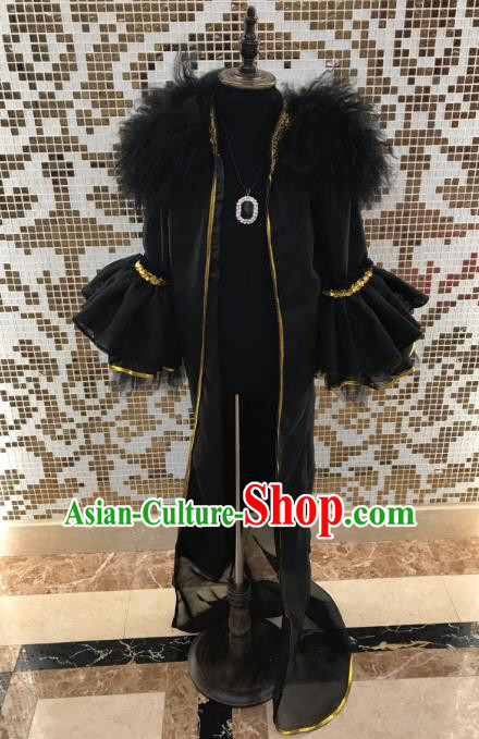 Top Grade Children Stage Performance Costume Catwalks Black Clothing for Kids