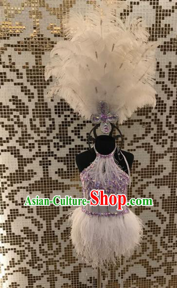 Top Grade Children Stage Performance Costume Catwalks Bikini and Feather Headdress for Kids