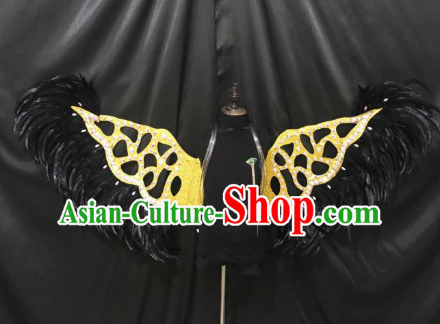 Top Grade Catwalks Props Brazilian Carnival Samba Dance Black Feather Wings for Women