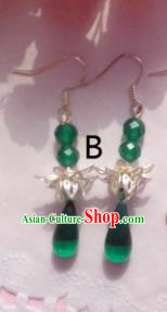 Traditional Chinese Ancient Jewellery Accessories Earrings Green Beads Eardrop for Women