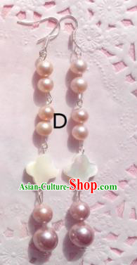 Traditional Chinese Ancient Jewellery Accessories Earrings Pink Pearls Eardrop for Women