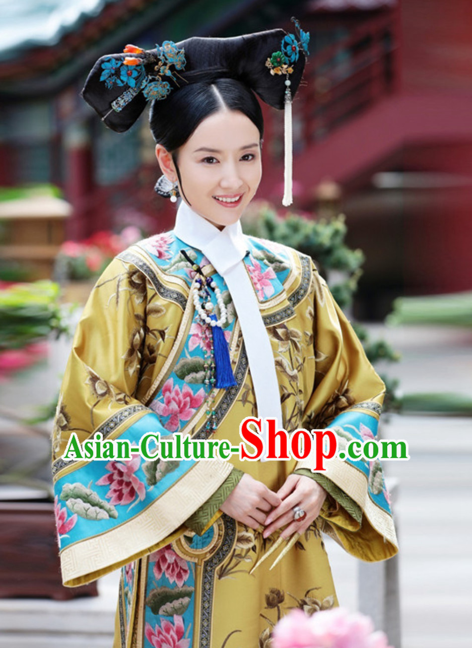 Ancient Chinese Qing Dynasty Manchu Imperial Costumes Empress Clothing