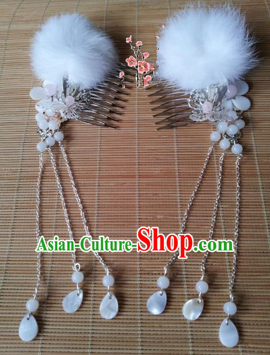 Traditional Chinese Ancient Hair Accessories Hairpins White Hair Combs for Women