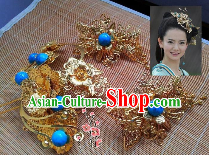 Traditional Chinese Ancient Hair Accessories Hairpins Hair Stick Complete Set for Women