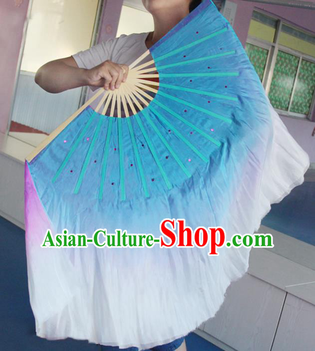 Top Grade Chinese Folk Dance Folding Fans Dance Fans Yangko Double Side Silk Fans for Women