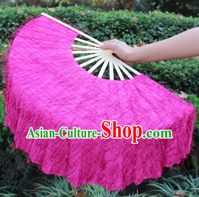 Chinese Handmade Folk Dance Rosy Folding Fans Yangko Dance Classical Dance Fans for Women