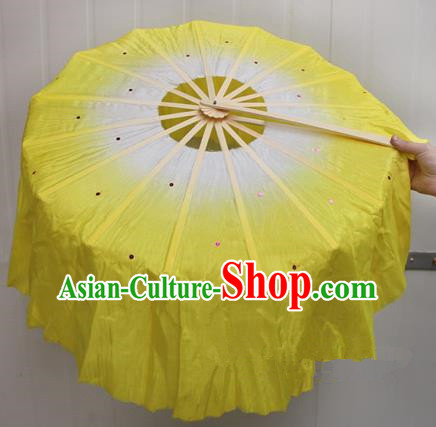 Chinese Handmade Folk Dance Yellow Lotus Leaf Folding Fans Yangko Dance Classical Dance Fans for Women