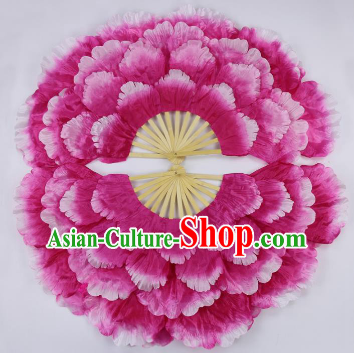 Chinese Handmade Folk Dance Folding Fans Yangko Dance Classical Dance Peony Fans for Women