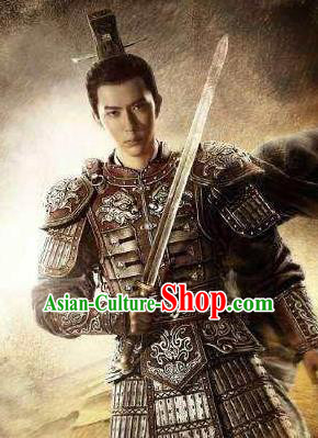 Ancient Chinese Han Dynasty Military Officer General Li Gan Replica Costume for Men