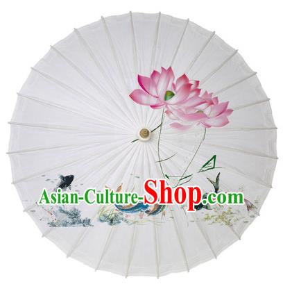 Chinese Handmade Paper Umbrella Folk Dance Printing Lotus Fish Oil-paper Umbrella Yangko Umbrella