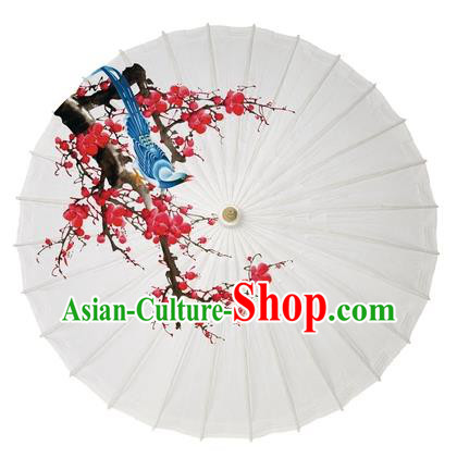 Chinese Handmade Paper Umbrella Folk Dance Printing Plum Blossom Magpie Oil-paper Umbrella Yangko Umbrella