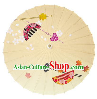 Chinese Traditional Paper Umbrella Folk Dance Handmade Painting Oriental Cherry Oil-paper Umbrella Kimono Umbrella
